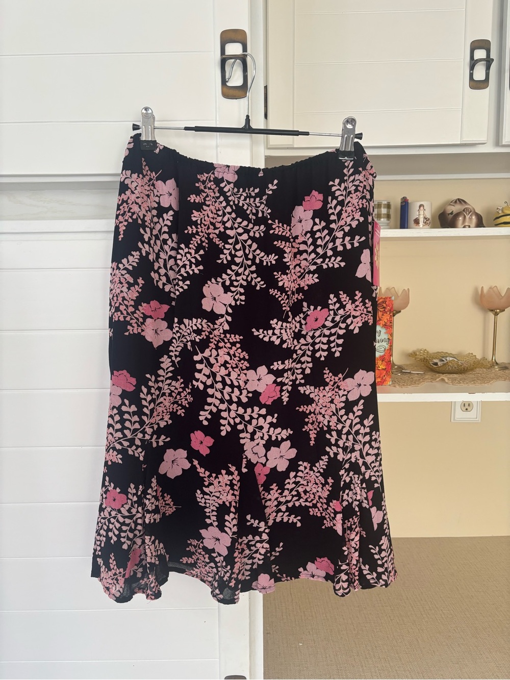 Vintage Black and Pink Floral Skirt